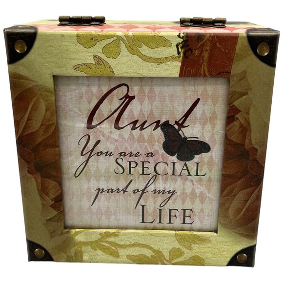 Photo Top Velvet Lined Jewelry Music Box Aunt That's What Friends Are For Song - Picture 6 of 14